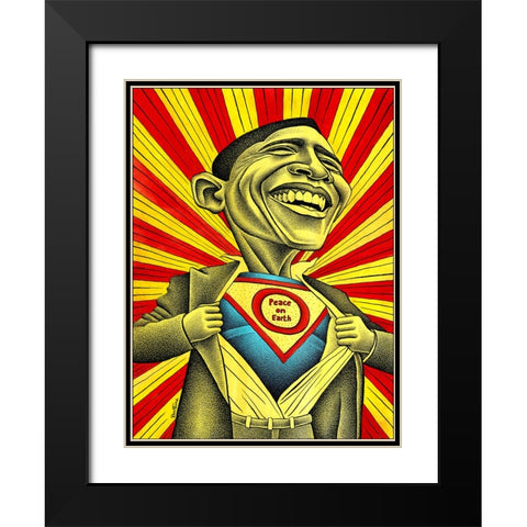 Will Obama Change The World Black Modern Wood Framed Art Print with Double Matting by Heine, Ben