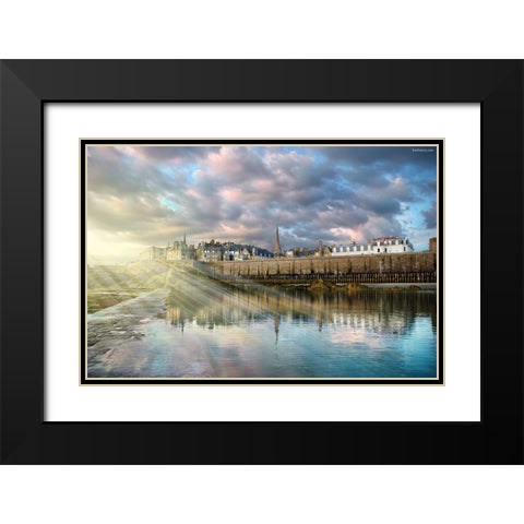 City under Sun Black Modern Wood Framed Art Print with Double Matting by Heine, Ben