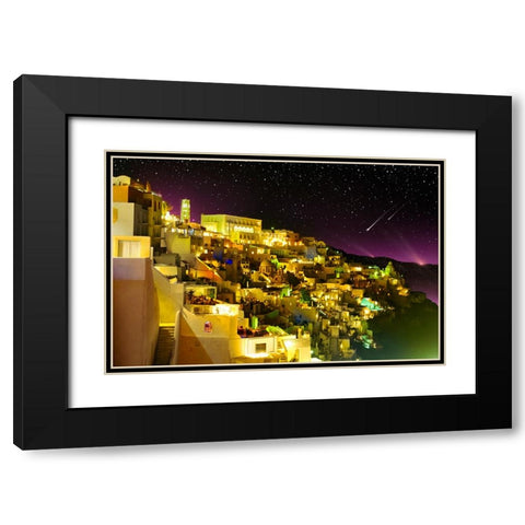 Fira By Night Black Modern Wood Framed Art Print with Double Matting by Heine, Ben