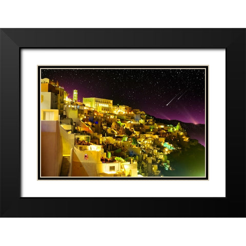 Fira By Night Black Modern Wood Framed Art Print with Double Matting by Heine, Ben