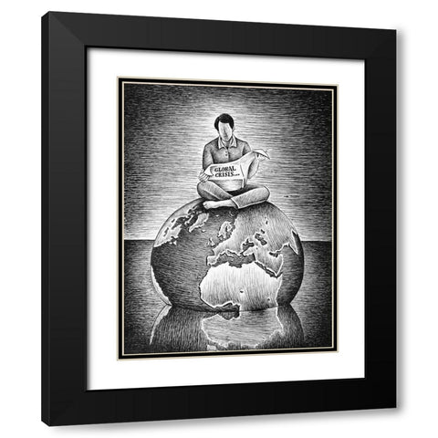 Global Crisis Black Modern Wood Framed Art Print with Double Matting by Heine, Ben