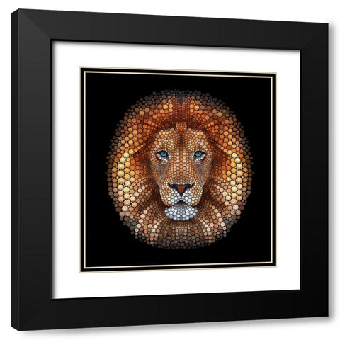 Lion face made of circles Black Modern Wood Framed Art Print with Double Matting by Heine, Ben