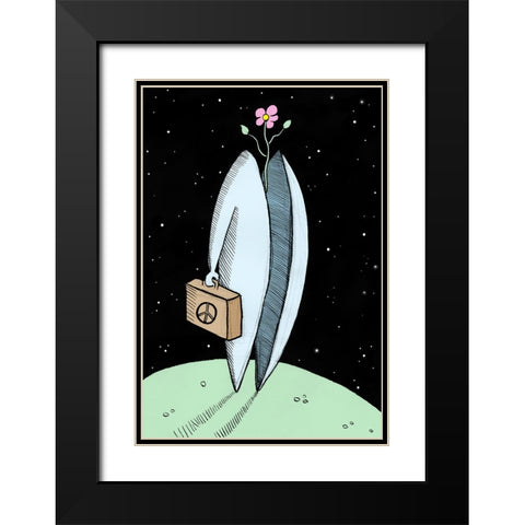 Mr Peace Black Modern Wood Framed Art Print with Double Matting by Heine, Ben
