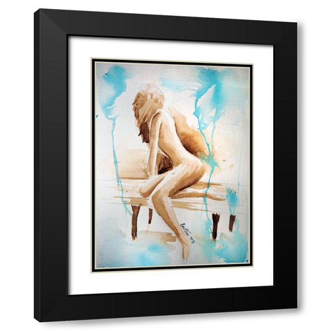 Watercolor Study - woman Black Modern Wood Framed Art Print with Double Matting by Heine, Ben