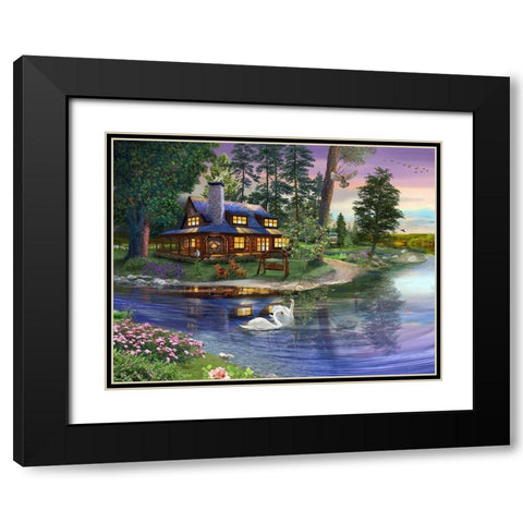 Stillness Black Modern Wood Framed Art Print with Double Matting by Bigelow Illustrations- Exclusive