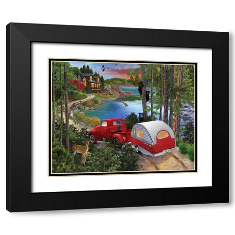 Bear Right Black Modern Wood Framed Art Print with Double Matting by Bigelow Illustrations- Exclusive