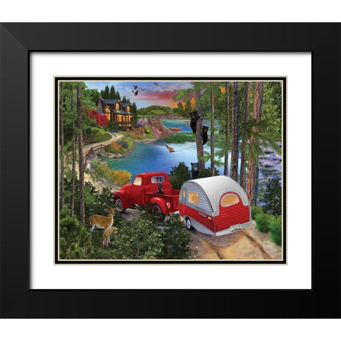 Bear Right Black Modern Wood Framed Art Print with Double Matting by Bigelow Illustrations- Exclusive