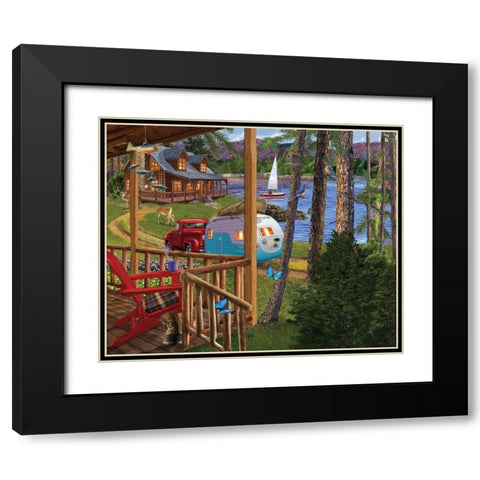 Porch Life 2 Black Modern Wood Framed Art Print with Double Matting by Bigelow Illustrations- Exclusive