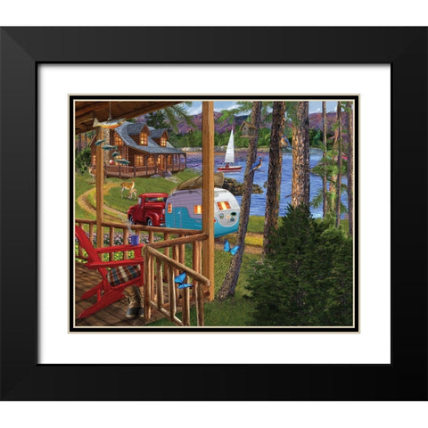 Porch Life 2 Black Modern Wood Framed Art Print with Double Matting by Bigelow Illustrations- Exclusive