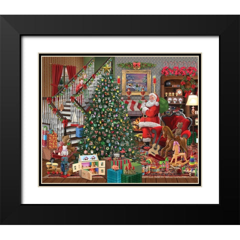 Christmas Joy Black Modern Wood Framed Art Print with Double Matting by Bigelow Illustrations- Exclusive
