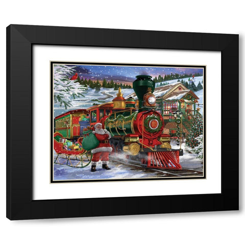 Santa Express Black Modern Wood Framed Art Print with Double Matting by Bigelow Illustrations- Exclusive