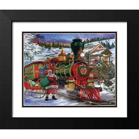 Santa Express Black Modern Wood Framed Art Print with Double Matting by Bigelow Illustrations- Exclusive