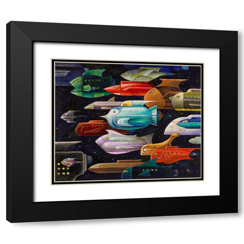 Rocket Fish Black Modern Wood Framed Art Print with Double Matting by Bell, Bill