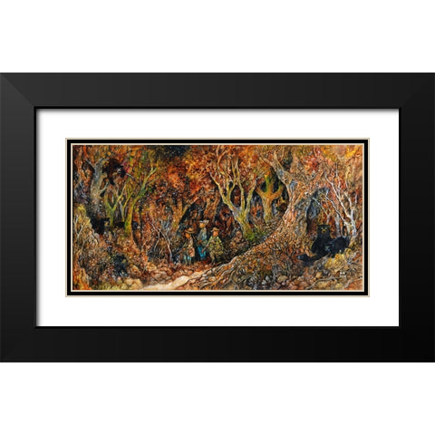 Bear Hunters Black Modern Wood Framed Art Print with Double Matting by Bell, Bill