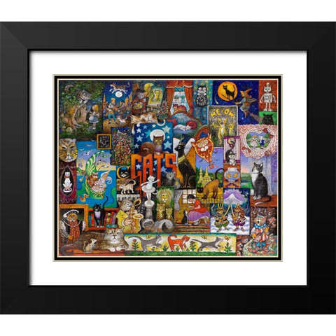 Cats Black Modern Wood Framed Art Print with Double Matting by Bell, Bill