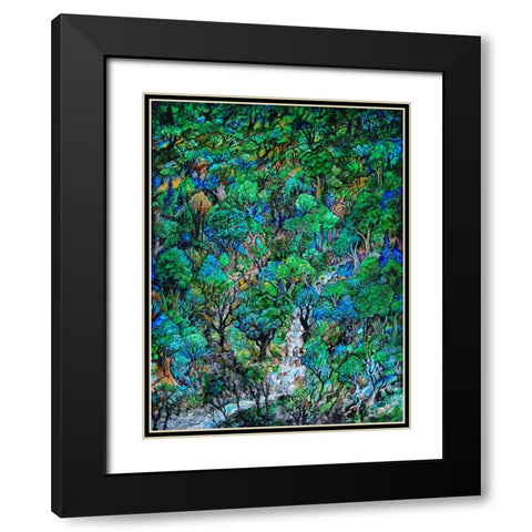 Waterfall Black Modern Wood Framed Art Print with Double Matting by Bell, Bill