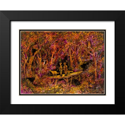 Bear Hunters Black Modern Wood Framed Art Print with Double Matting by Bell, Bill
