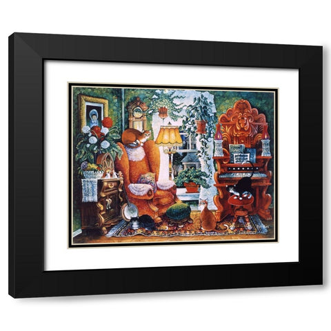 Parlor Cats Black Modern Wood Framed Art Print with Double Matting by Bell, Bill