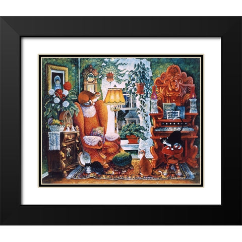 Parlor Cats Black Modern Wood Framed Art Print with Double Matting by Bell, Bill