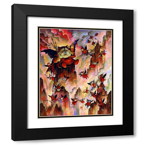 Devil Dogs Black Modern Wood Framed Art Print with Double Matting by Bell, Bill