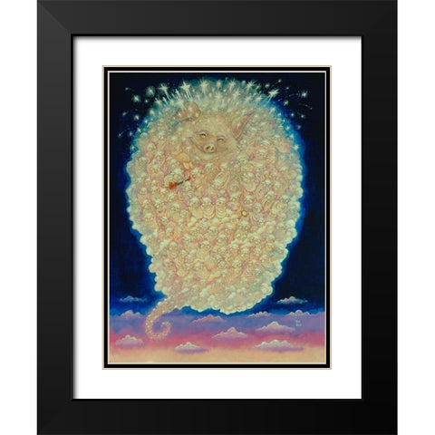 Pigs Heaven Black Modern Wood Framed Art Print with Double Matting by Bell, Bill