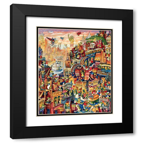 Croc City Black Modern Wood Framed Art Print with Double Matting by Bell, Bill