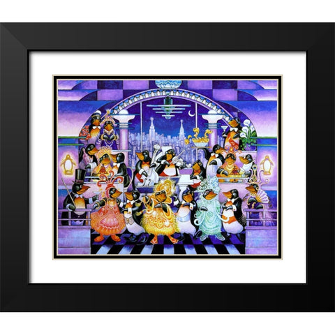 Penguin Penthouse Black Modern Wood Framed Art Print with Double Matting by Bell, Bill