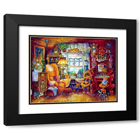 Teddy Bears Black Modern Wood Framed Art Print with Double Matting by Bell, Bill