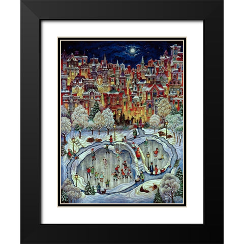 Night Snow Black Modern Wood Framed Art Print with Double Matting by Bell, Bill