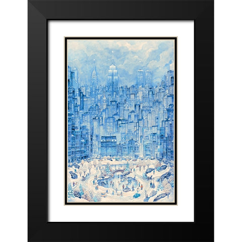 NY City Winter Black Modern Wood Framed Art Print with Double Matting by Bell, Bill