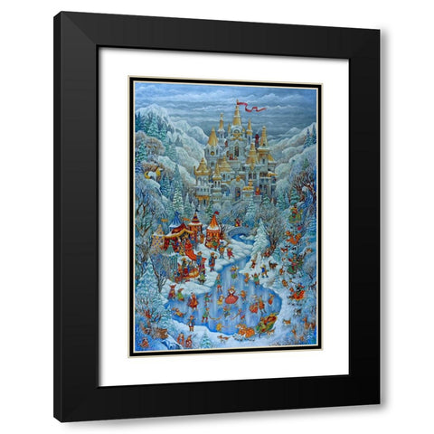Camelot Castle Black Modern Wood Framed Art Print with Double Matting by Bell, Bill