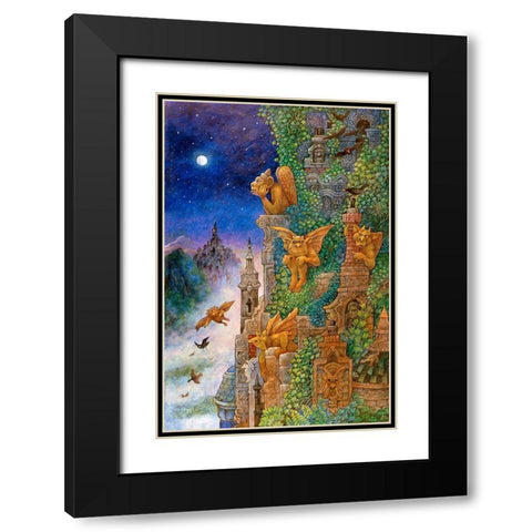 Gargoyles Black Modern Wood Framed Art Print with Double Matting by Bell, Bill