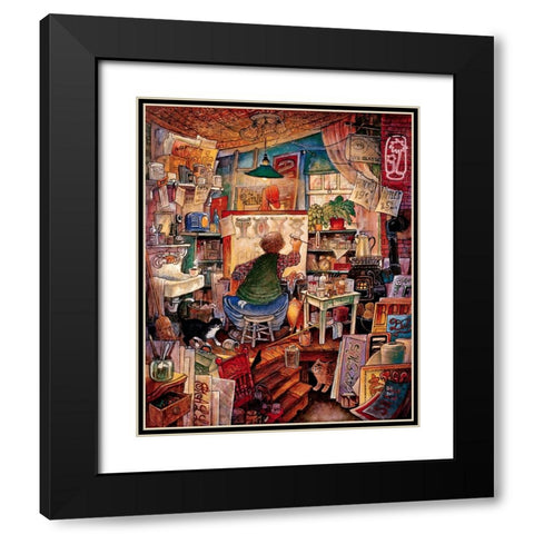 Sign Man Black Modern Wood Framed Art Print with Double Matting by Bell, Bill