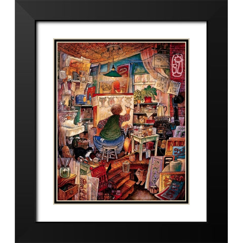 Sign Man Black Modern Wood Framed Art Print with Double Matting by Bell, Bill
