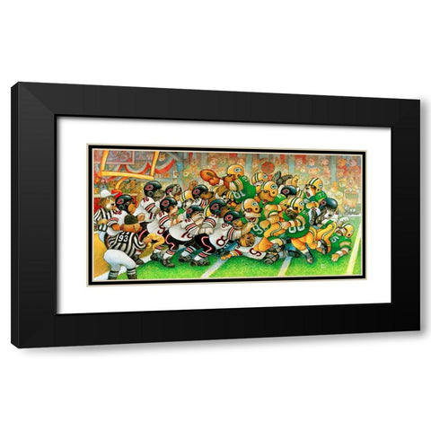 Football Dogs Black Modern Wood Framed Art Print with Double Matting by Bell, Bill