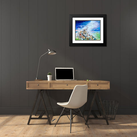 God Created Cats Black Modern Wood Framed Art Print with Double Matting by Bell, Bill