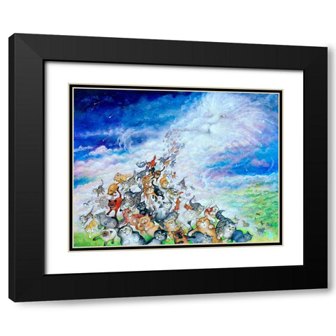 God Created Cats Black Modern Wood Framed Art Print with Double Matting by Bell, Bill
