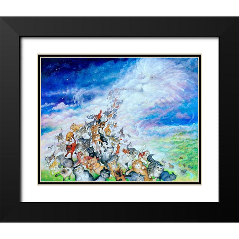 God Created Cats Black Modern Wood Framed Art Print with Double Matting by Bell, Bill