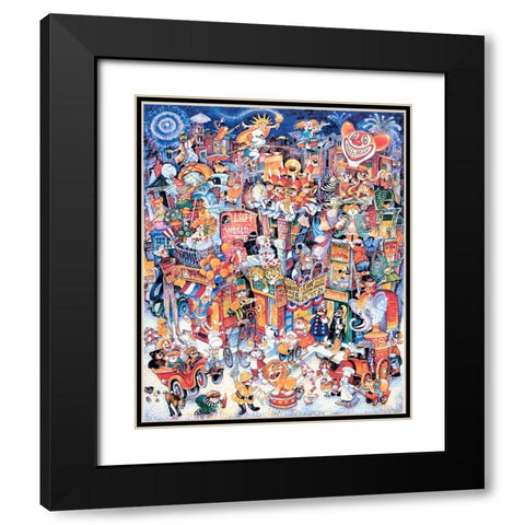 Clown Town Black Modern Wood Framed Art Print with Double Matting by Bell, Bill