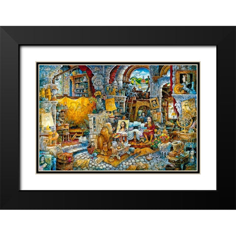 Mona 2 Spaghetti Black Modern Wood Framed Art Print with Double Matting by Bell, Bill