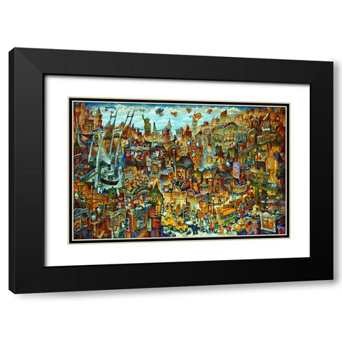 Cat City 2 Black Modern Wood Framed Art Print with Double Matting by Bell, Bill