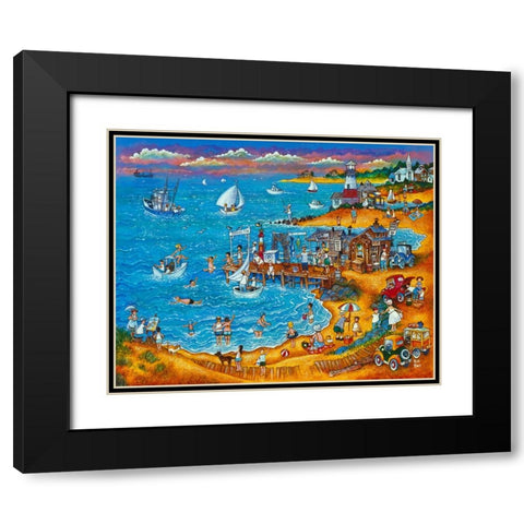 Fishing Pier  Black Modern Wood Framed Art Print with Double Matting by Bell, Bill