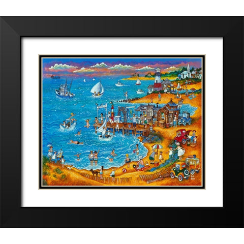 Fishing Pier Black Modern Wood Framed Art Print with Double Matting by Bell, Bill