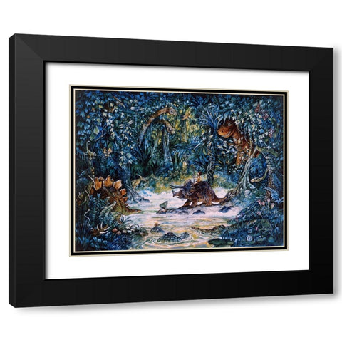 Dinosaur Hunter Black Modern Wood Framed Art Print with Double Matting by Bell, Bill