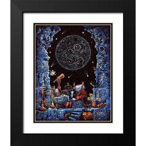 Astrologer Black Modern Wood Framed Art Print with Double Matting by Bell, Bill