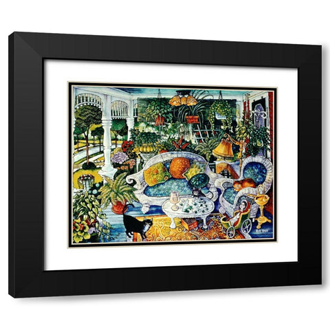 White Wicker Summer Black Modern Wood Framed Art Print with Double Matting by Bell, Bill