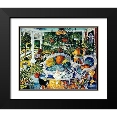 White Wicker Summer Black Modern Wood Framed Art Print with Double Matting by Bell, Bill