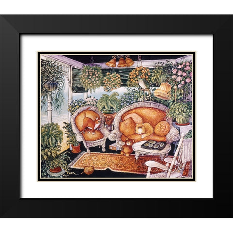 Wicker Porch Black Modern Wood Framed Art Print with Double Matting by Bell, Bill