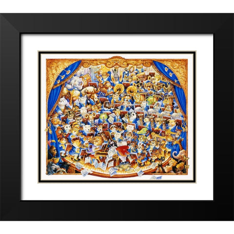 Animal Orchestra Black Modern Wood Framed Art Print with Double Matting by Bell, Bill