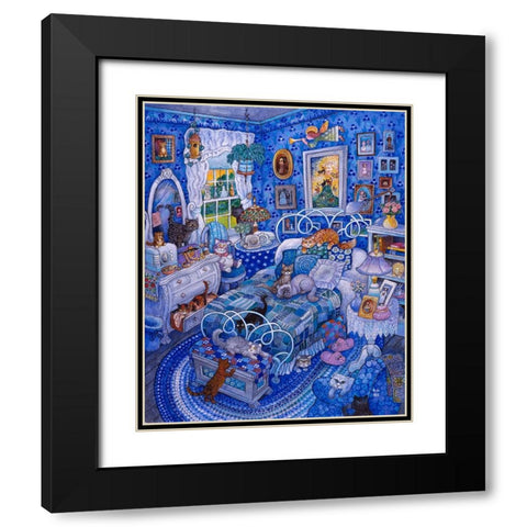 Patchwork Cats Black Modern Wood Framed Art Print with Double Matting by Bell, Bill